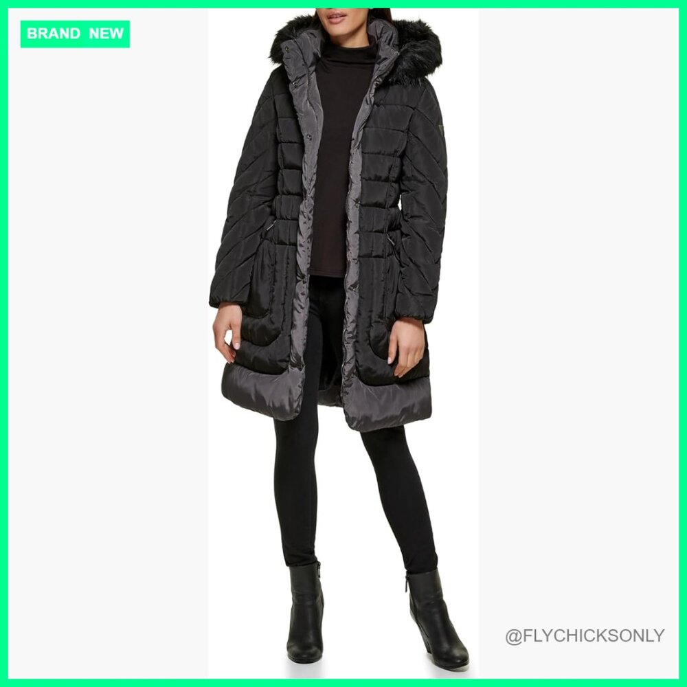 Midweight Puffer Jacket, Polyester, Hooded, Water… - image 1